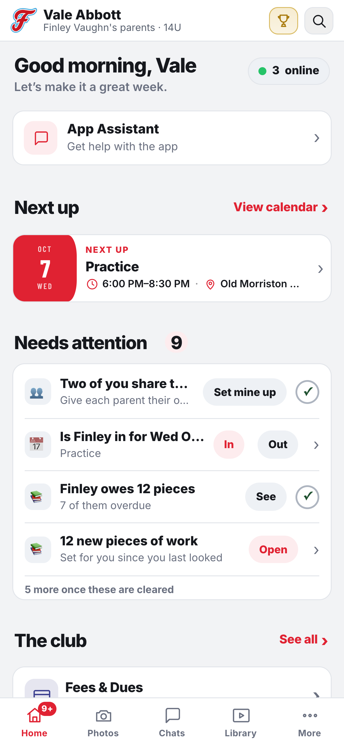 The family home screen