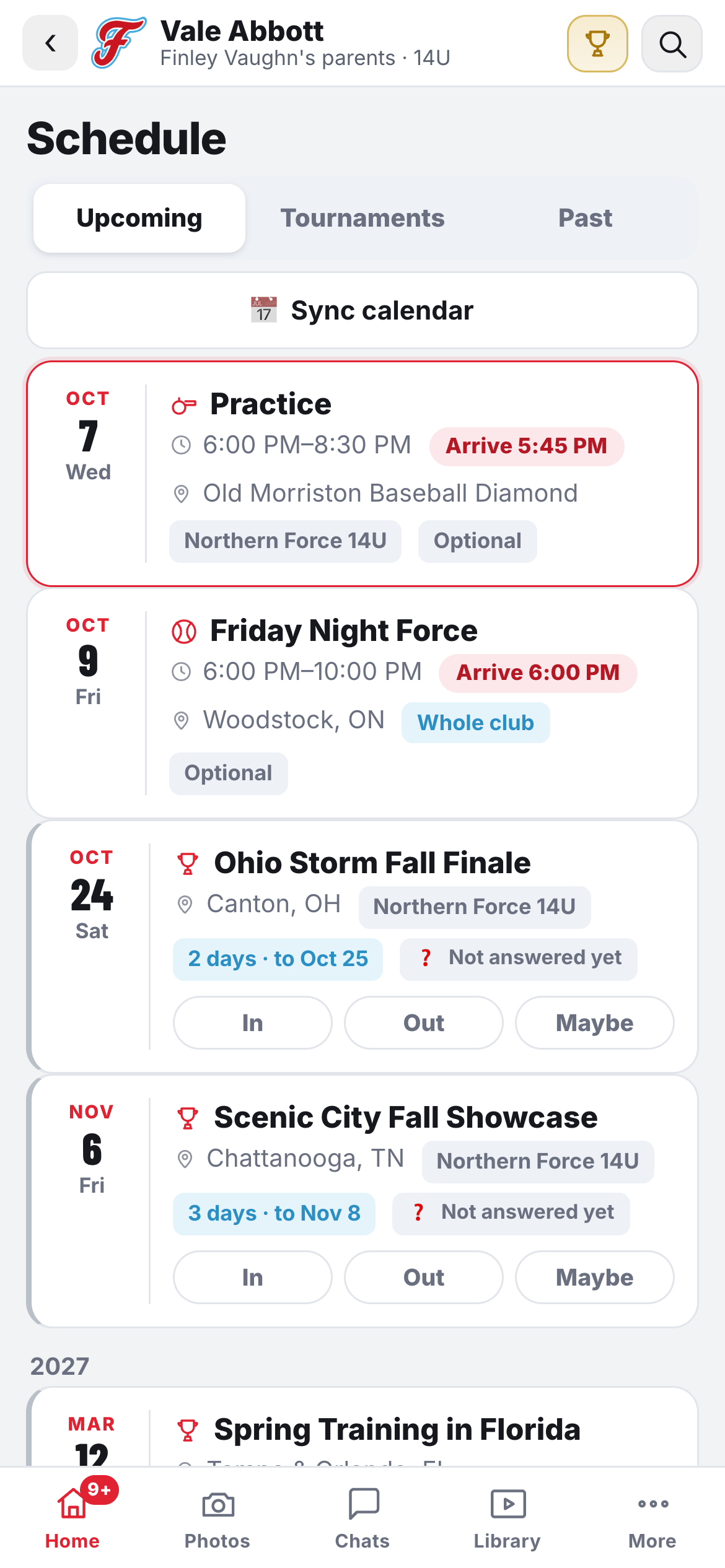 The schedule