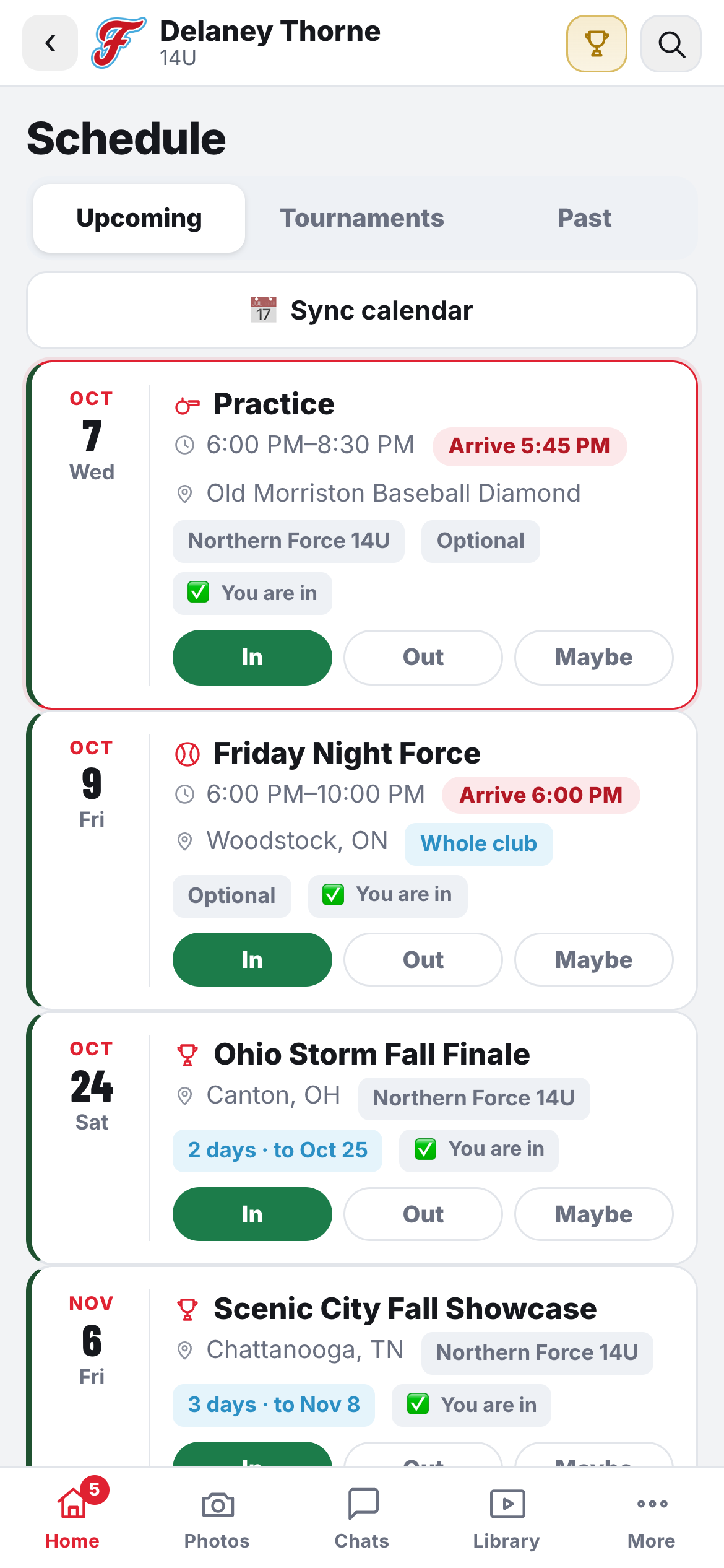 Her schedule